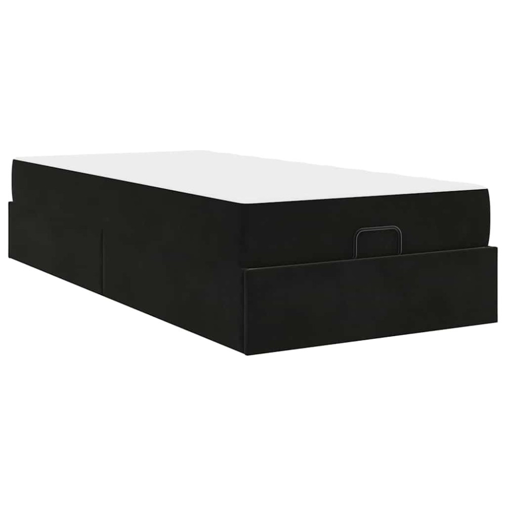 vidaXL Cadru de pat cu saltea cu depozitare Negru 100 x 200 cm Catifea
