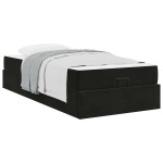 vidaXL Cadru de pat cu saltea cu depozitare Negru 100 x 200 cm Catifea