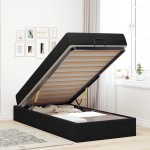 vidaXL Cadru de pat cu saltea cu depozitare Negru 100 x 200 cm Catifea