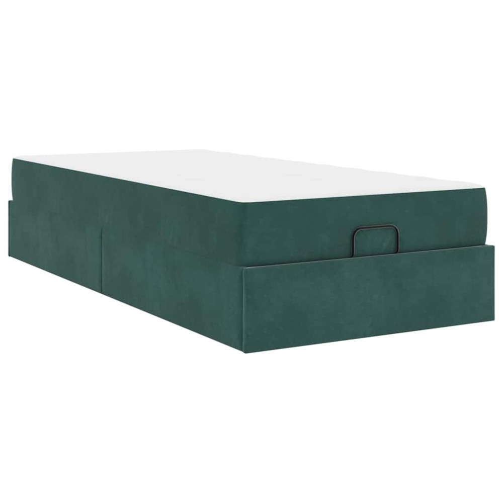vidaXL Cadru de pat cu saltea Verde închis 100 x 200 cm Catifea