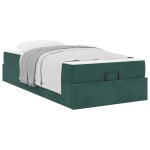 vidaXL Cadru de pat cu saltea Verde închis 100 x 200 cm Catifea