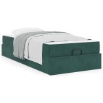 vidaXL Cadru de pat cu saltea Verde închis 100 x 200 cm Catifea
