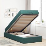 vidaXL Cadru de pat cu saltea Verde închis 100 x 200 cm Catifea