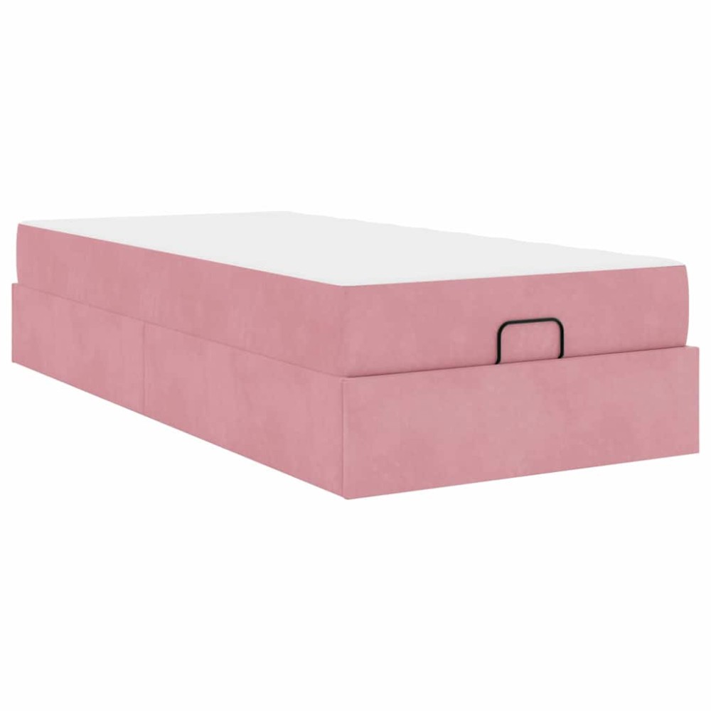 vidaXL Cadru de pat cu saltea cu depozitare Roz 100 x 200 cm Catifea