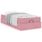 vidaXL Cadru de pat cu saltea cu depozitare Roz 100 x 200 cm Catifea