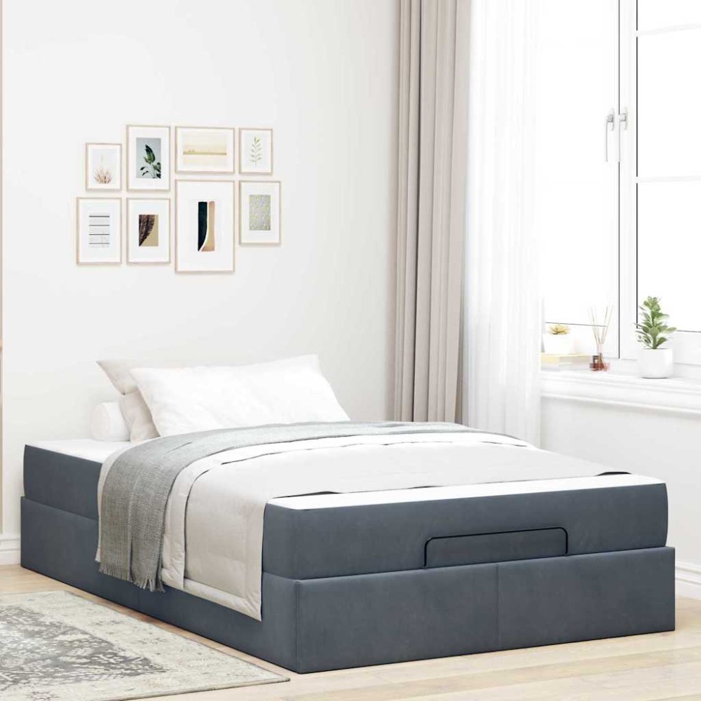 vidaXL Cadru de pat cu saltea Gri închis 120 x 190 cm Catifea