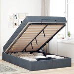vidaXL Cadru de pat cu saltea Gri închis 120 x 190 cm Catifea