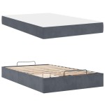vidaXL Cadru de pat cu saltea Gri închis 120 x 190 cm Catifea