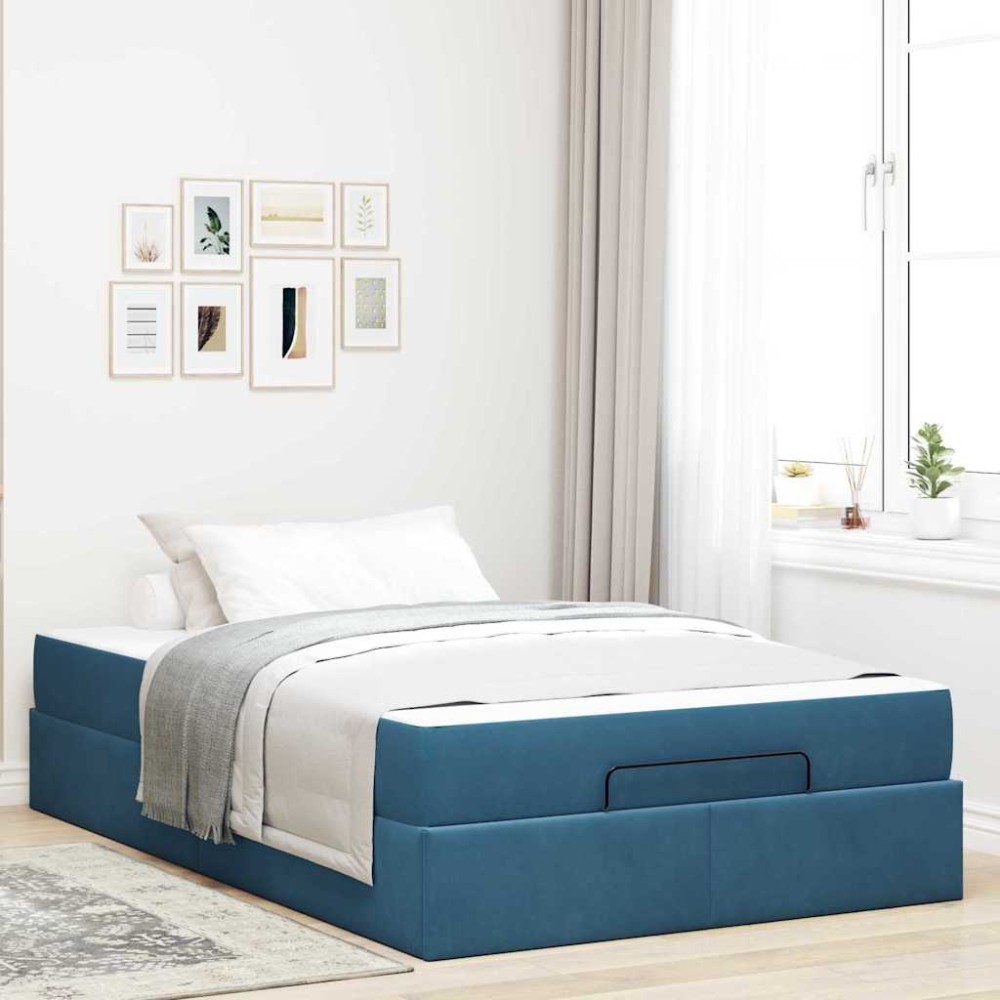 vidaXL Cadru de pat cu depozitare albastru 120 x 200 cm Catifea