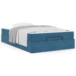 vidaXL Cadru de pat cu saltea albastru 120 x 200 cm Catifea vidaXL Cadru de pat cu saltea albastru 120 x 200 cm Catifea