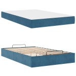 vidaXL Cadru de pat cu saltea albastru 120 x 200 cm Catifea vidaXL Cadru de pat cu saltea albastru 120 x 200 cm Catifea