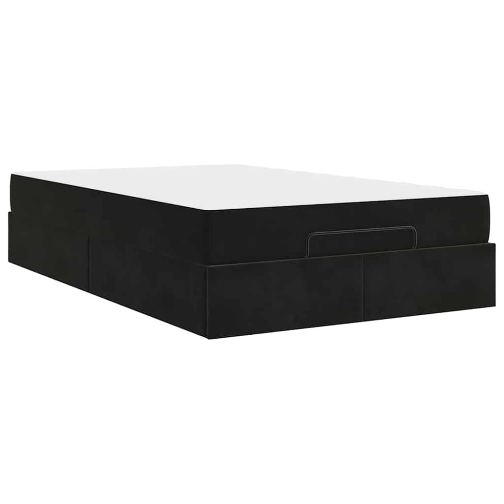 vidaXL Cadru de pat cu saltea cu depozitare Negru 140 x 190 cm Catifea