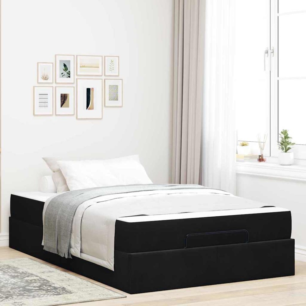 vidaXL Cadru de pat cu saltea cu depozitare Negru 140 x 190 cm Catifea