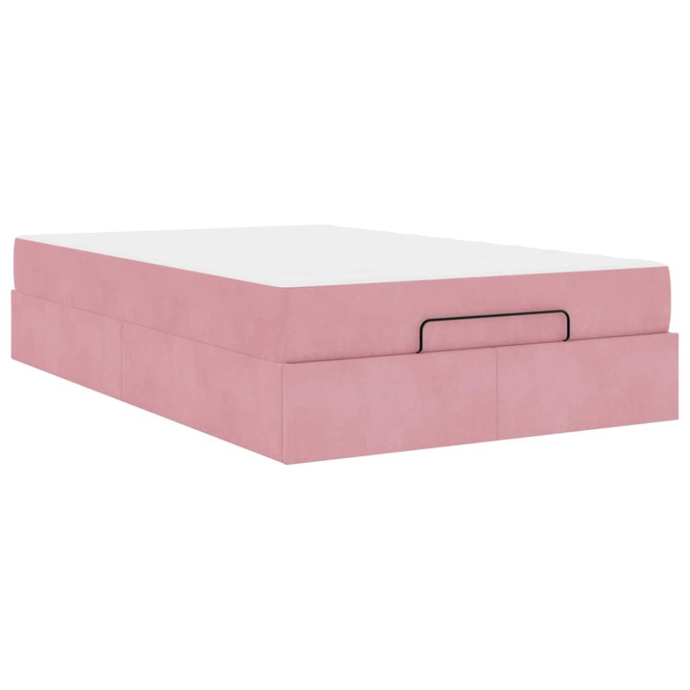 vidaXL Cadru de pat cu saltea cu depozitare Roz 140 x 190 cm Catifea