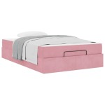 vidaXL Cadru de pat cu saltea cu depozitare Roz 140 x 190 cm Catifea