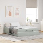 vidaXL Cadru de pat cu saltea Gri deschis 140 x 200 cm Catifea