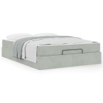 vidaXL Cadru de pat cu saltea Gri deschis 140 x 200 cm Catifea