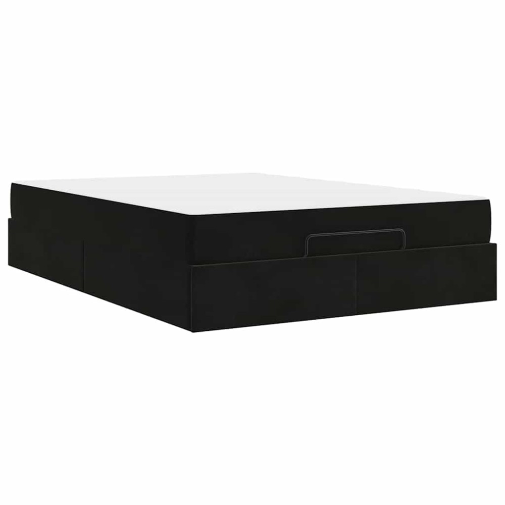 vidaXL Cadru de pat cu saltea cu depozitare Negru 140 x 200 cm Catifea