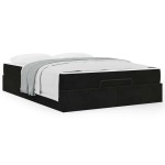 vidaXL Cadru de pat cu saltea cu depozitare Negru 140 x 200 cm Catifea