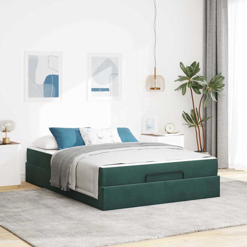 vidaXL Cadru de pat Altele Verde închis 140 x 200 cm Catifea