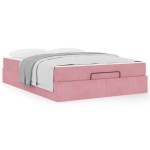 vidaXL Cadru de pat cu saltea cu saltea 2 pcs Roz Catifea