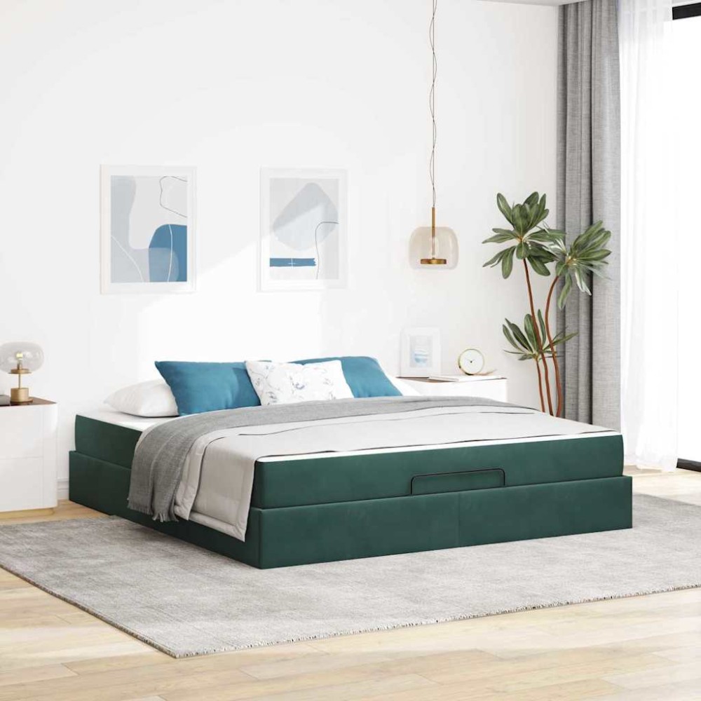 vidaXL Cadru de pat Altele Verde închis 180 x 200 cm Catifea