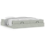 vidaXL Cadru de pat cu saltea cu saltea 2 pcs Gri deschis Catifea