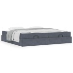 vidaXL Cadru de pat cu saltea cu saltea 2 pcs Gri Scurt Catifea