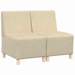 vidaXL Unitate Sofa Modulară Fără Brațe 2 pcs Crem 55 x 74 x 82 cm