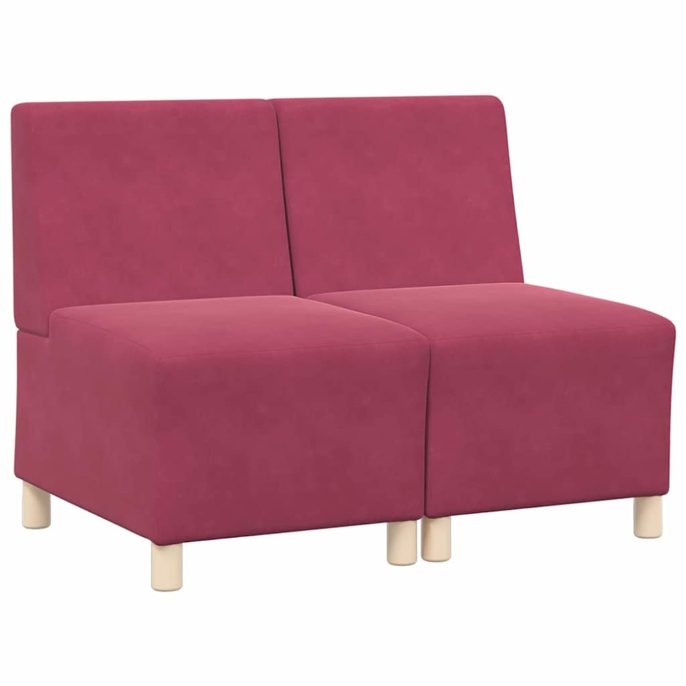 vidaXL Unitate Sofa Modulară Fără Brațe 2 pcs Roșu Vin 55 x 74 x 82 cm