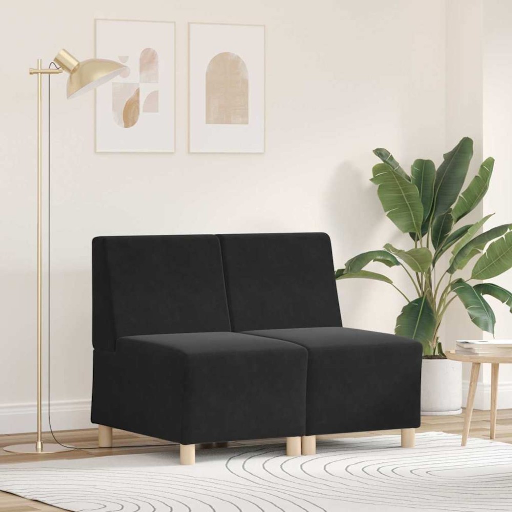vidaXL Unitate Sofa Modulară Fără Brațe 2 pcs Negru 55 x 74 x 82 cm