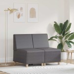 vidaXL Unitate Sofa Modulară Fără Brațe 2 pcs Gri 55 x 74 x 82 cm