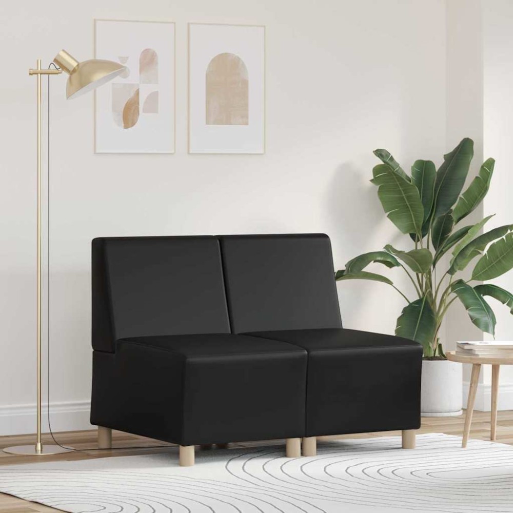vidaXL Unitate Sofa Modulară Fără Brațe 2 pcs Negru 55 x 74 x 82 cm