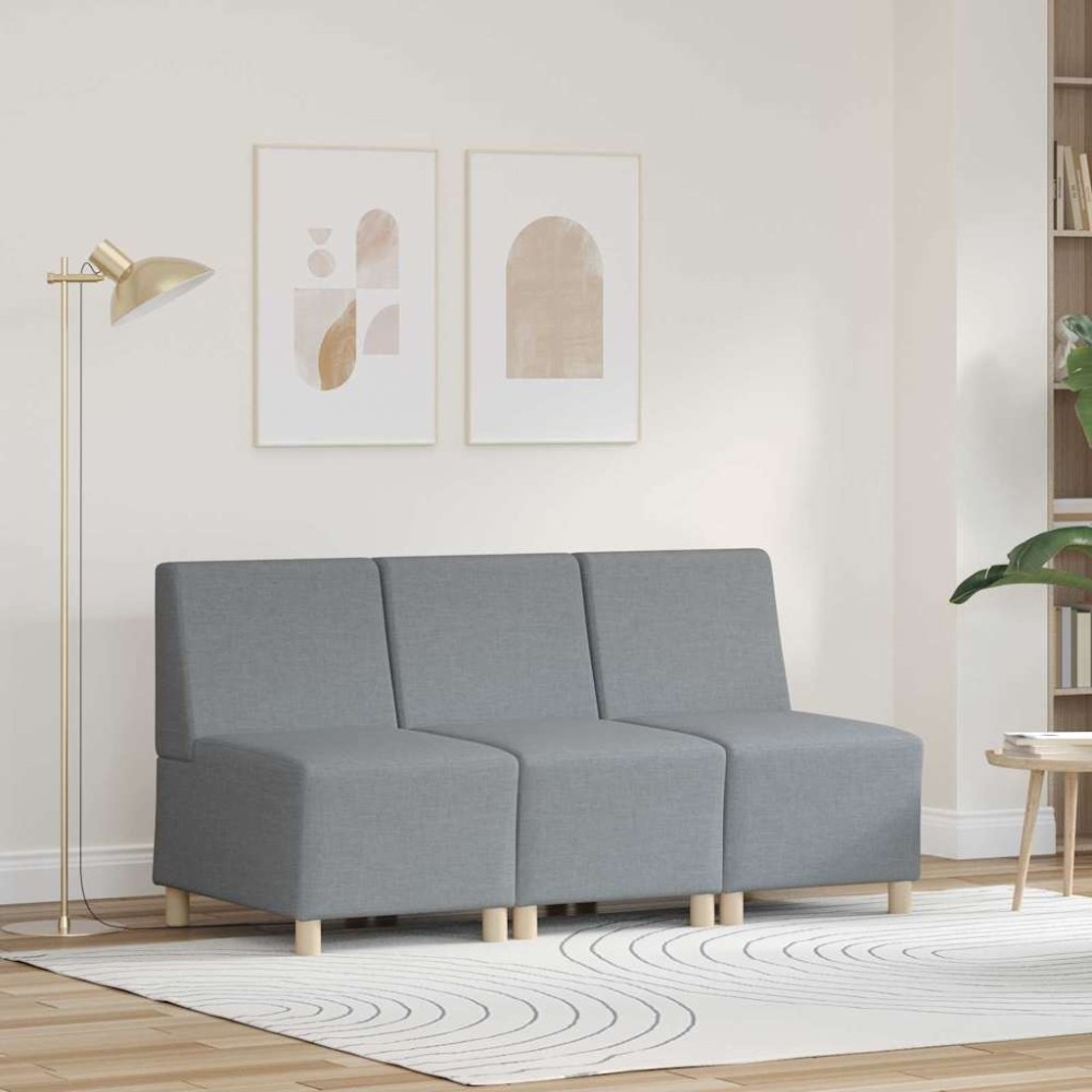 vidaXL Unitate Sofa Modulară Fără Brațe 3 pcs Gri deschis
