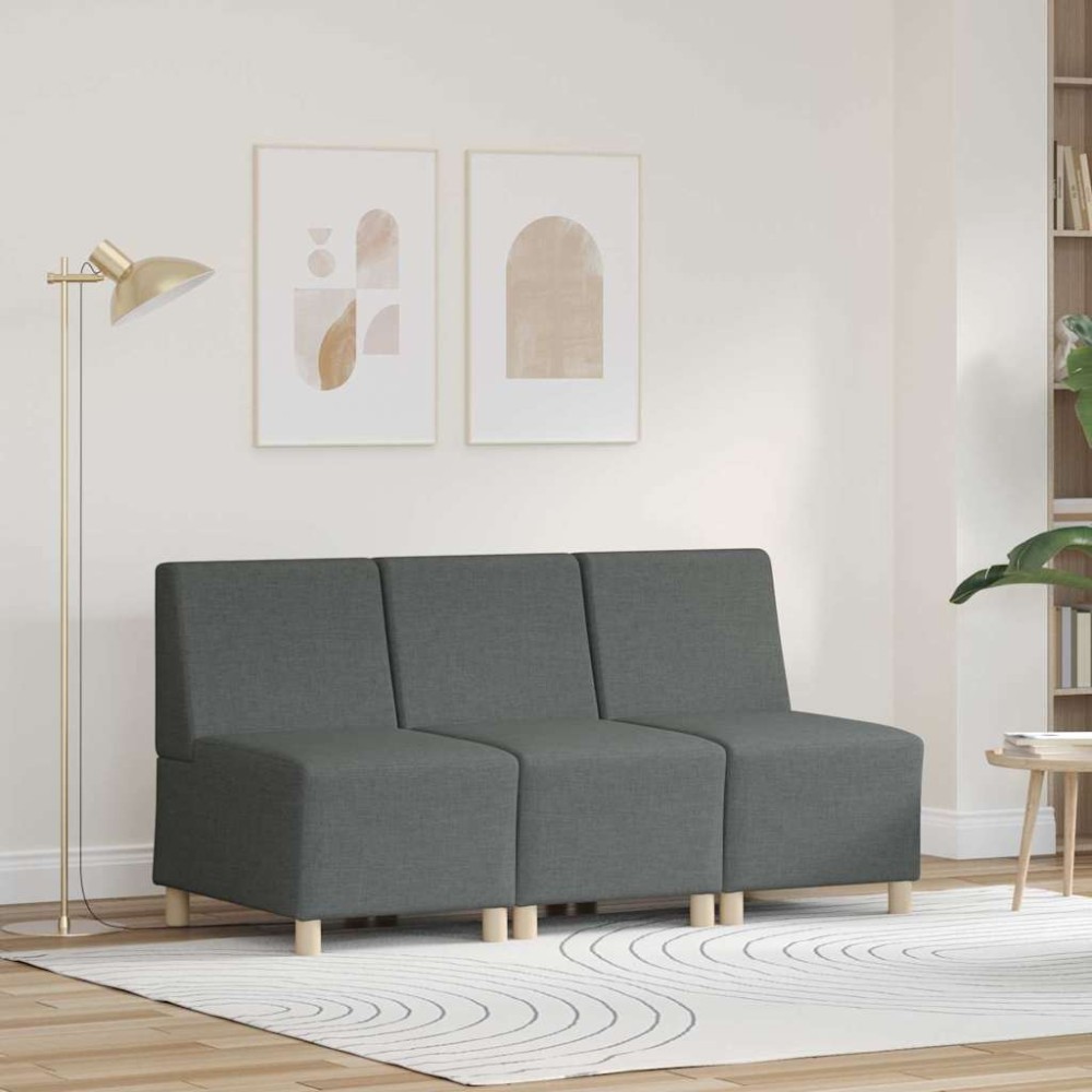 vidaXL Unitate Sofa Modulară Fără Brațe 3 pcs Gri închis