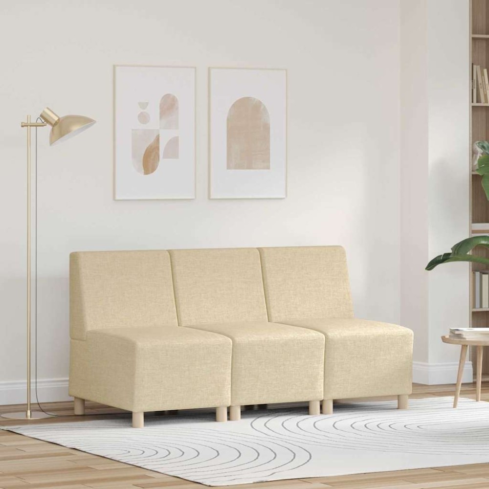 vidaXL Unitate Sofa Modulară Fără Brațe 3 pcs Crem 55 x 74 x 82 cm