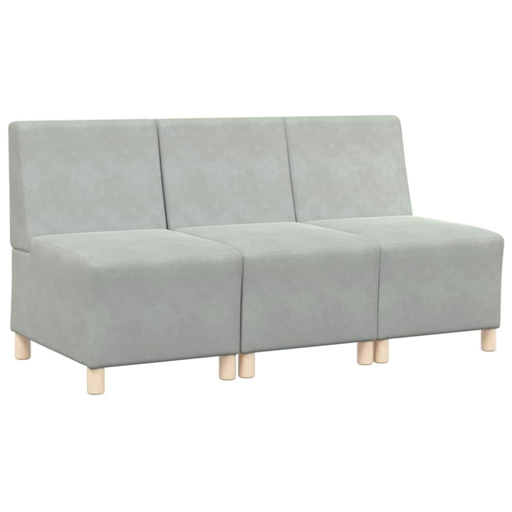 vidaXL Unitate Sofa Modulară Fără Brațe 3 pcs Gri deschis