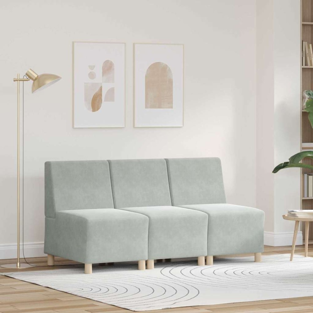 vidaXL Unitate Sofa Modulară Fără Brațe 3 pcs Gri deschis
