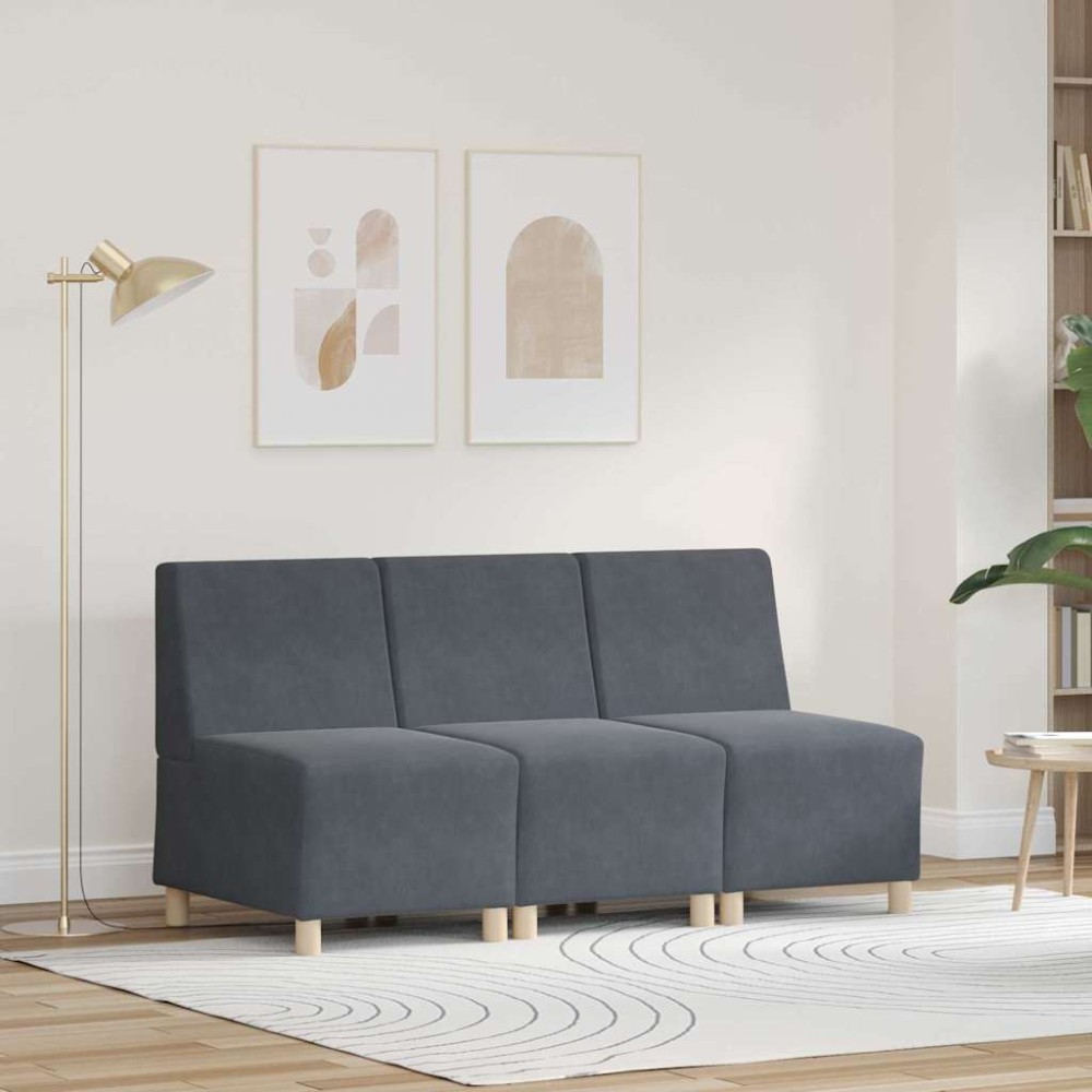 vidaXL Unitate Sofa Modulară Fără Brațe 3 pcs Gri închis