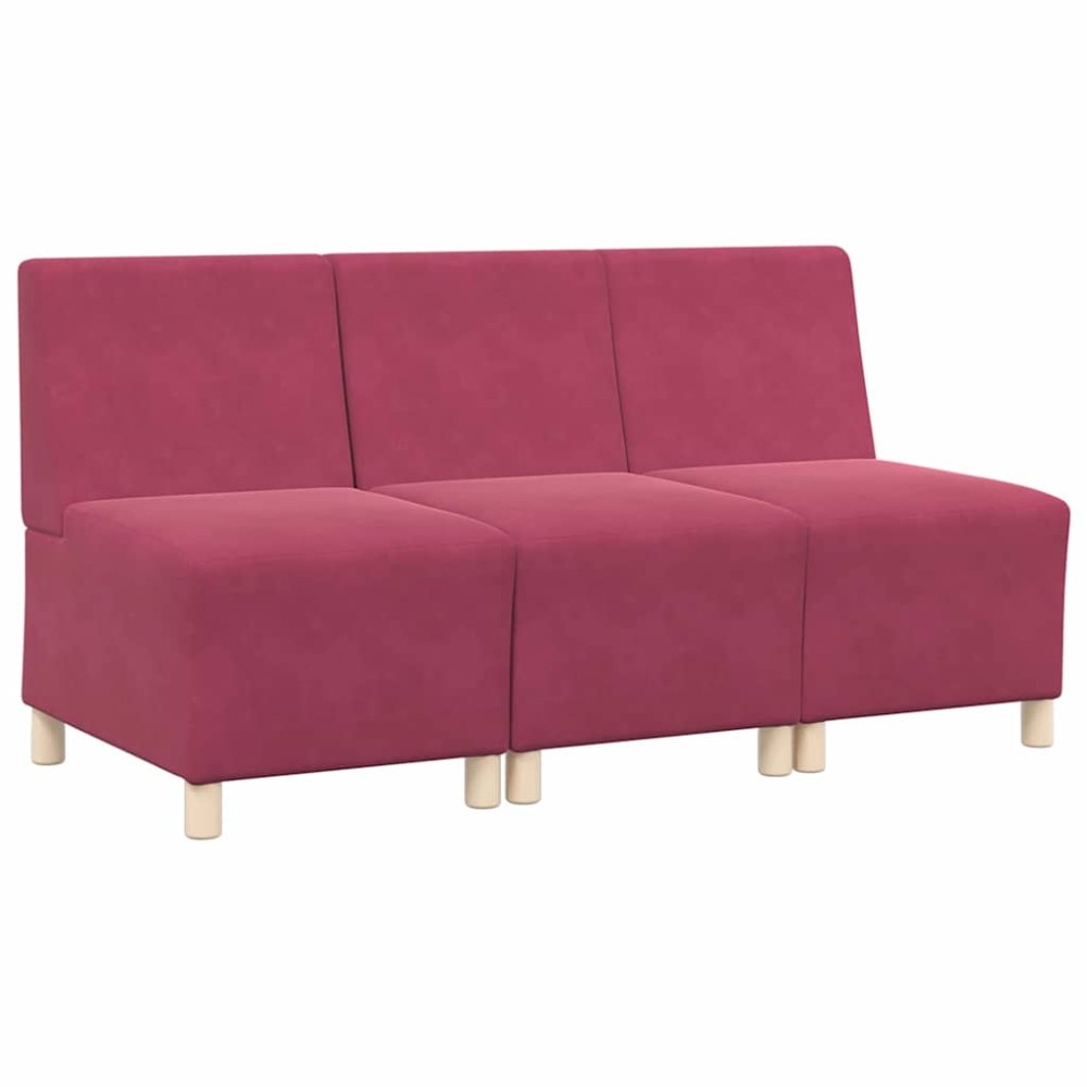 vidaXL Unitate Sofa Modulară Fără Brațe 3 pcs Roșu Vin 55 x 74 x 82 cm