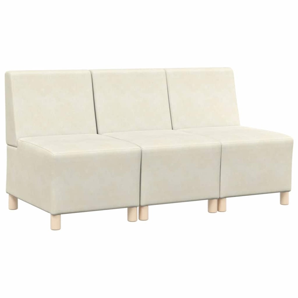vidaXL Unitate Sofa Modulară Fără Brațe 3 pcs Crem 55 x 74 x 82 cm