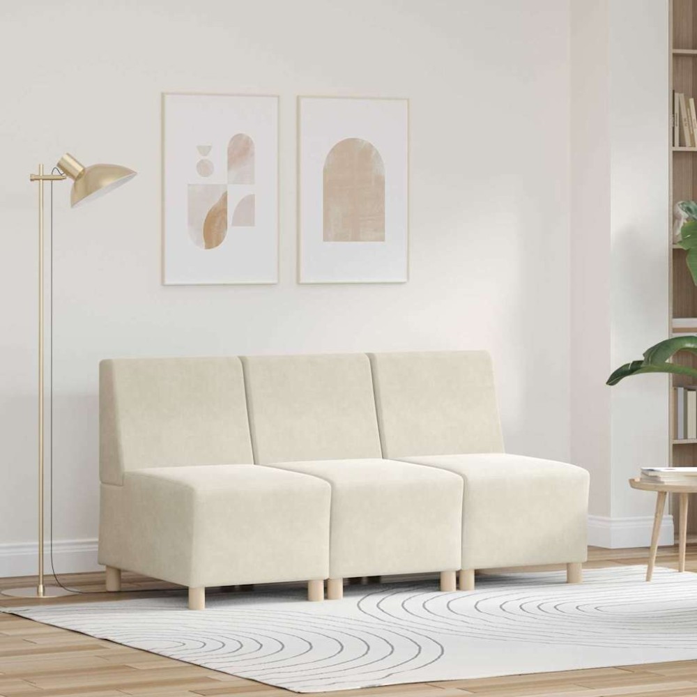 vidaXL Unitate Sofa Modulară Fără Brațe 3 pcs Crem 55 x 74 x 82 cm
