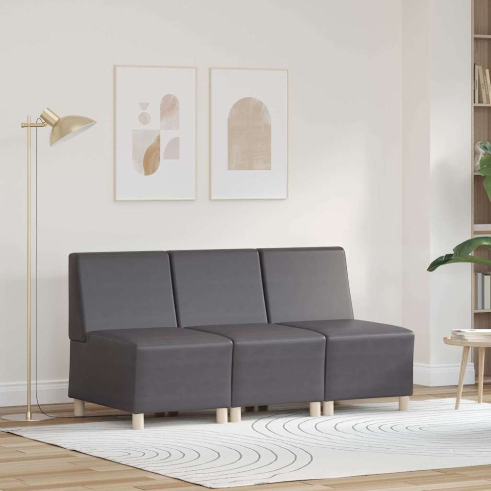 vidaXL Unitate Sofa Modulară Fără Brațe 3 pcs Gri 55 x 74 x 82 cm