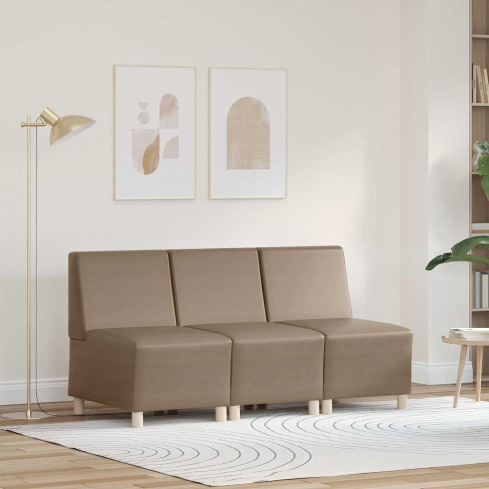 vidaXL Unitate Sofa Modulară Fără Brațe 3 pcs Cappuccino