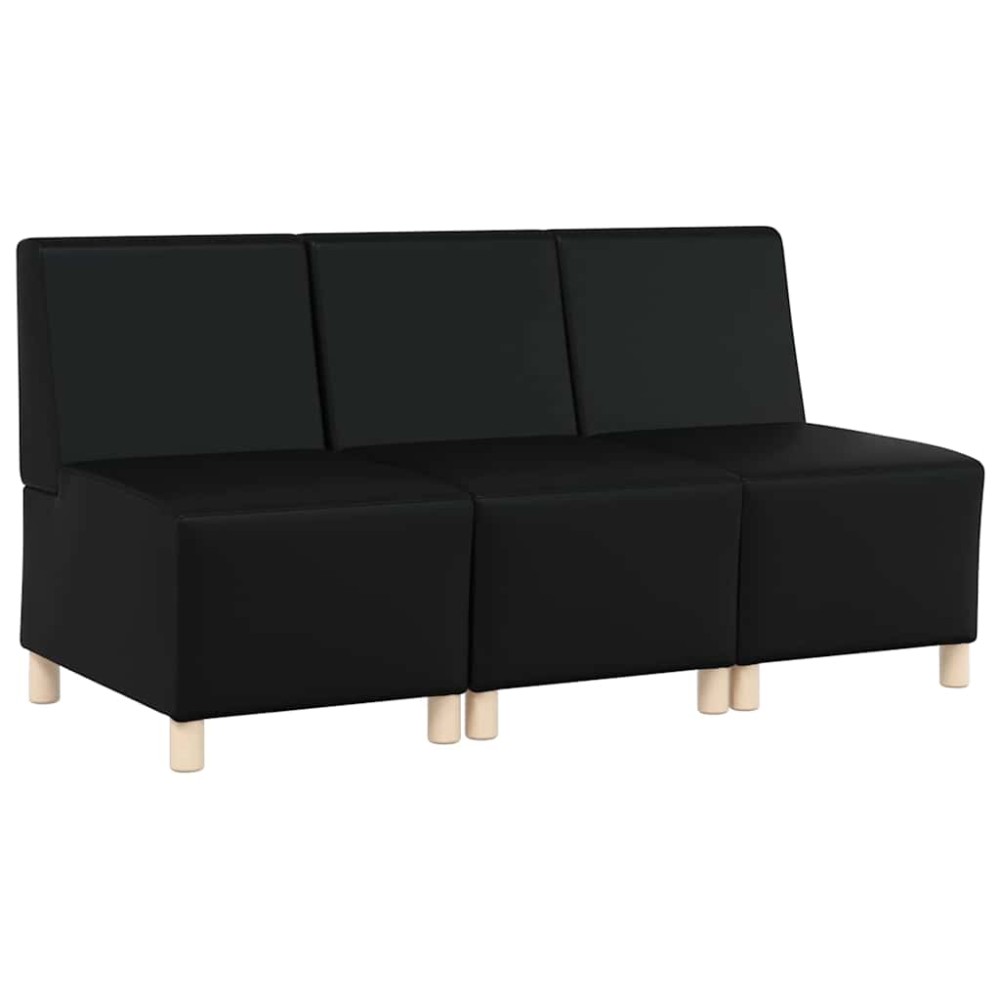 vidaXL Unitate Sofa Modulară Fără Brațe 3 pcs Negru 55 x 74 x 82 cm