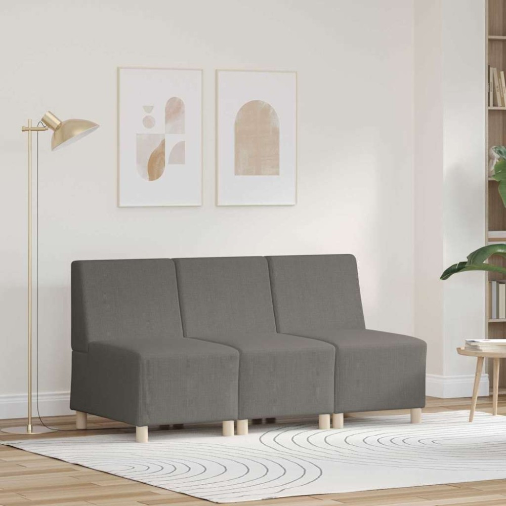 vidaXL Unitate Sofa Modulară Fără Brațe 3 pcs Gri deschis
