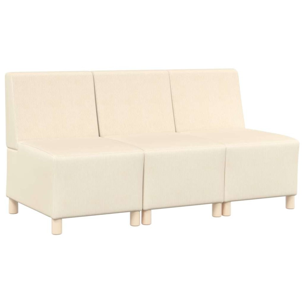 vidaXL Unitate Sofa Modulară Fără Brațe 3 pcs Crem 55 x 74 x 82 cm