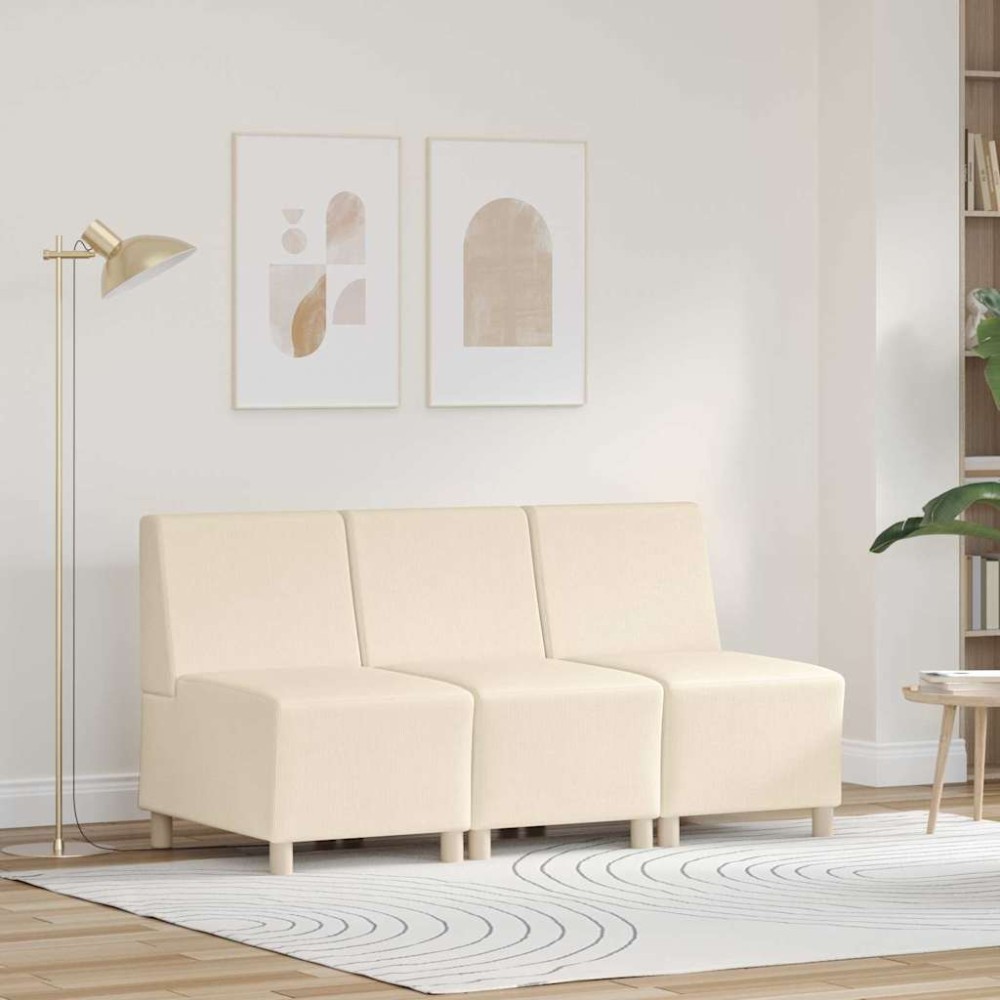 vidaXL Unitate Sofa Modulară Fără Brațe 3 pcs Crem 55 x 74 x 82 cm