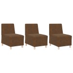 vidaXL Fotoliu 3 pcs Maro 55 x 74 x 82 cm Piele ecologică de suede