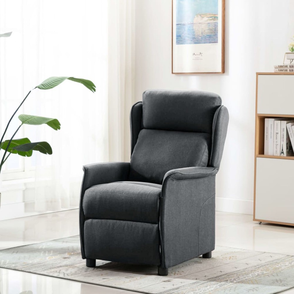 vidaXL Scaun recliner gri închis din material textil